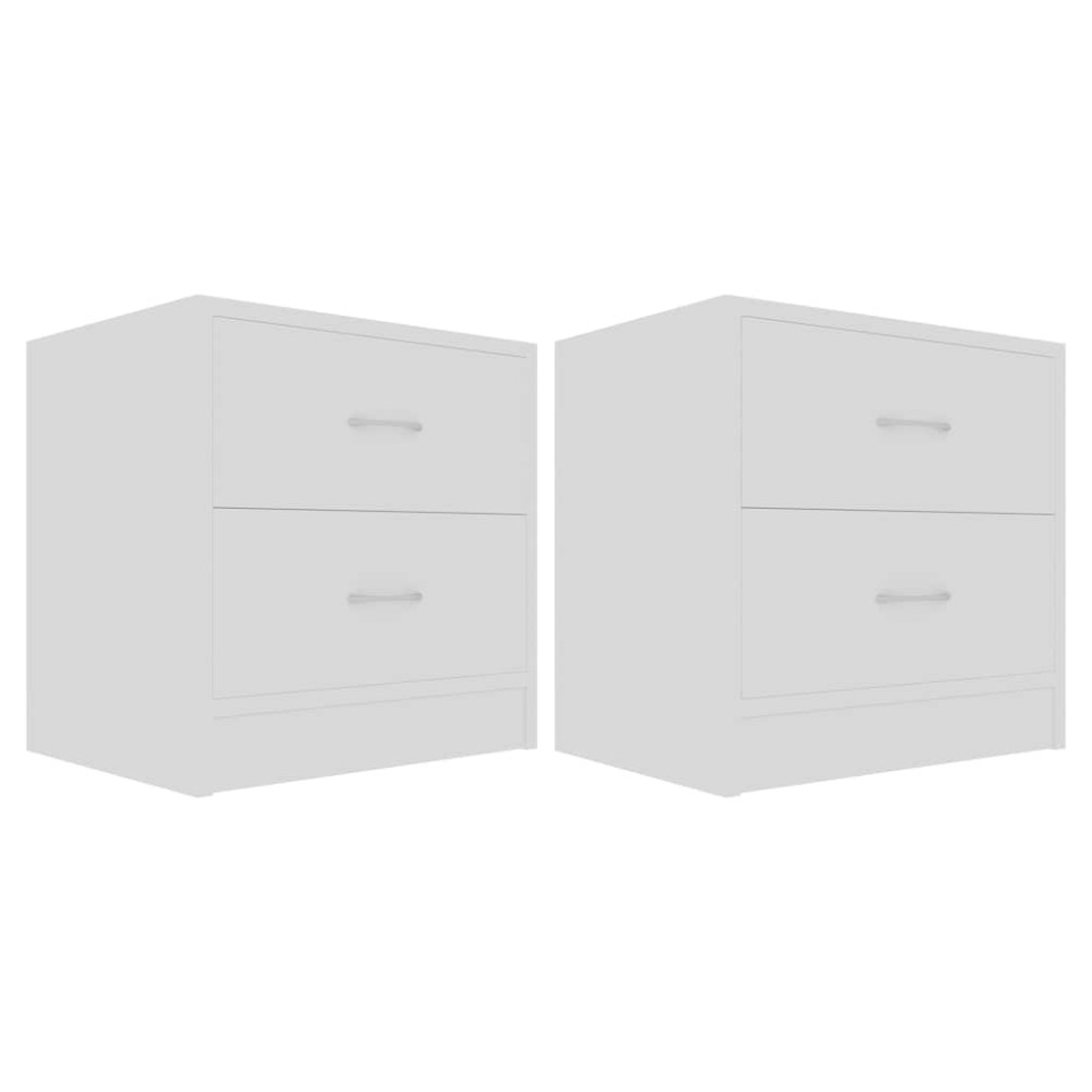 vidaXL Κομοδίνα 2 τεμ. Λευκά 40 x 30 x 40 εκ. από Επεξ. Ξύλο