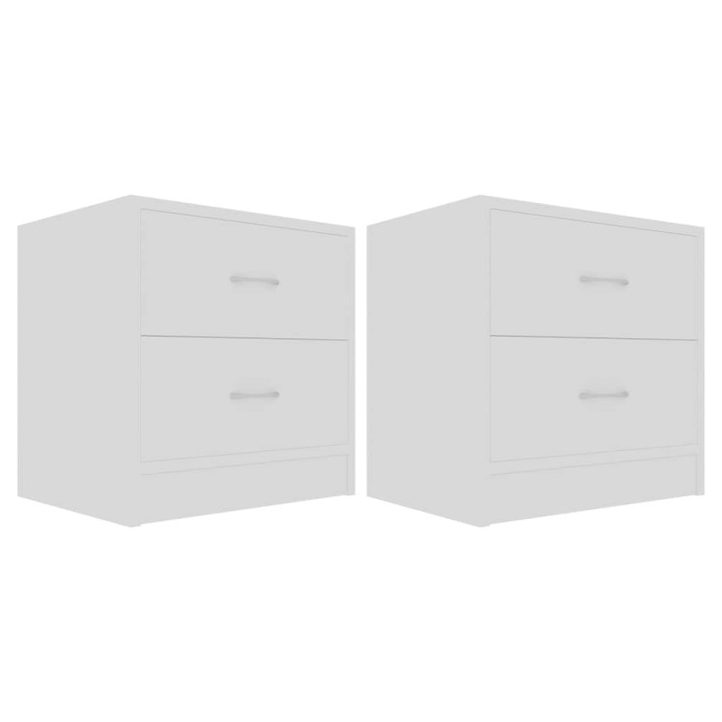 vidaXL Κομοδίνα 2 τεμ. Λευκά 40 x 30 x 40 εκ. από Επεξ. Ξύλο