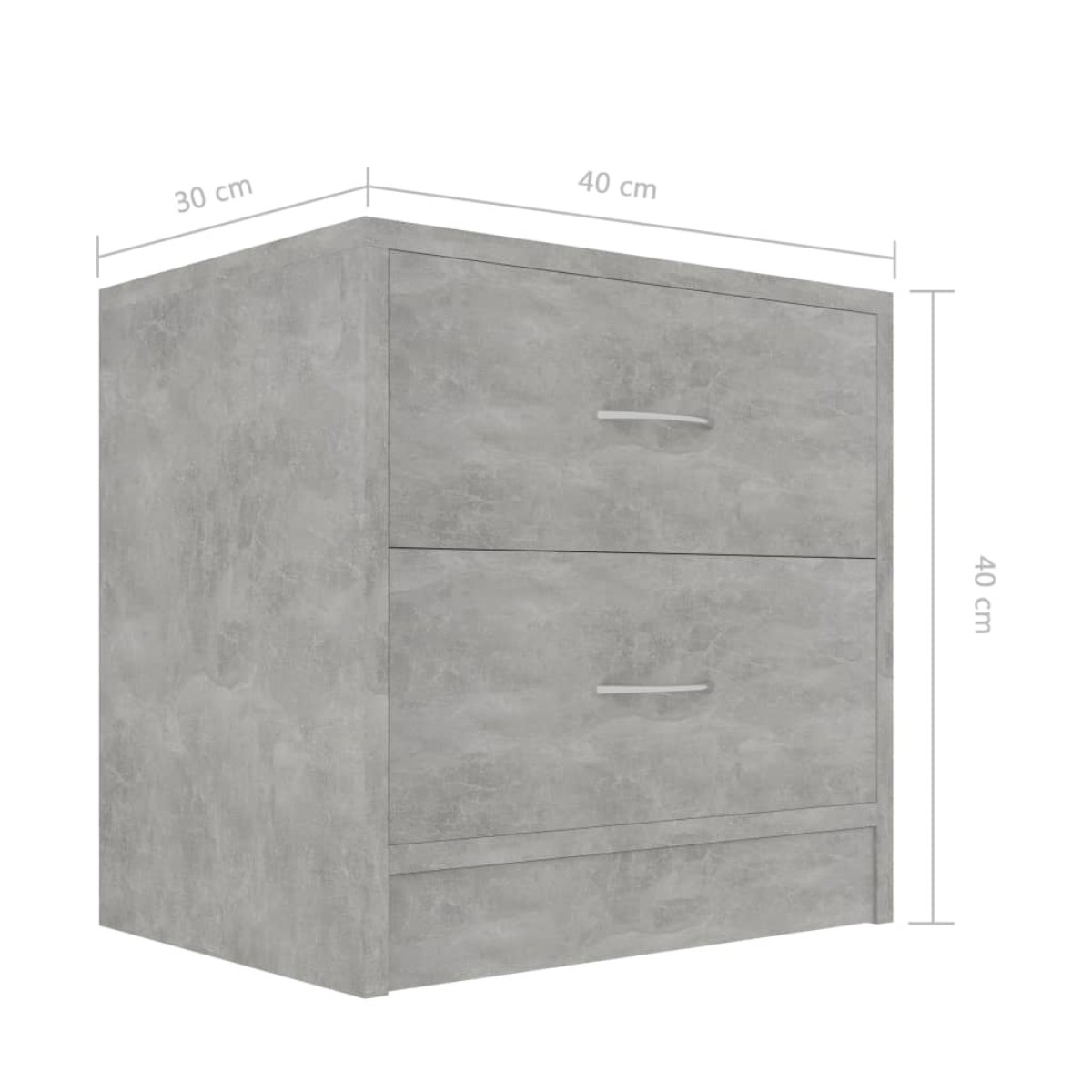 vidaXL Κομοδίνα 2 τεμ. Γκρι Σκυροδέματος 40x30x40 εκ. από Μοριοσανίδα