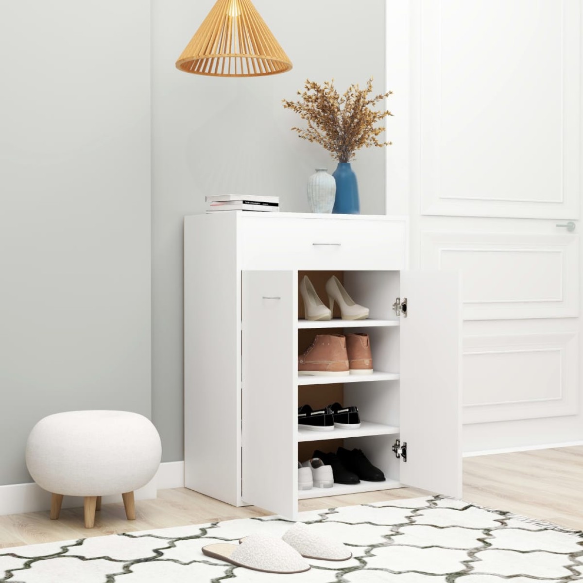 vidaXL Παπουτσοθήκη Λευκή 60 x 35 x 84 εκ. από Μοριοσανίδα