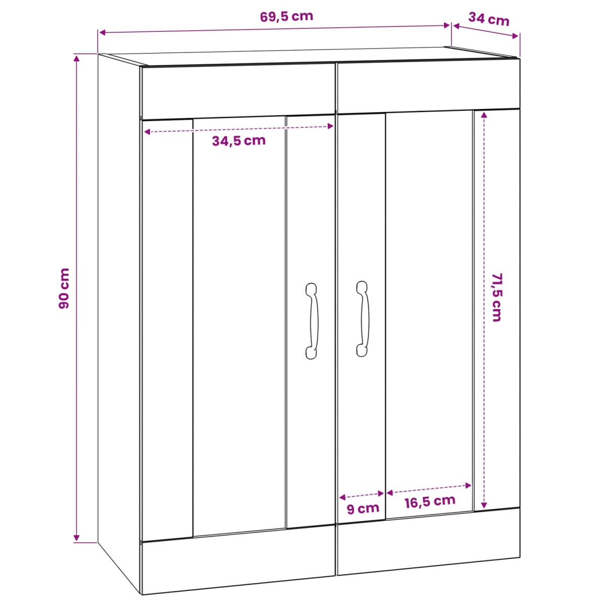 vidaXL Ντουλάπα Τοίχου Παλαιωμένο ξύλο 69,5 x 34 x 90 εκ.