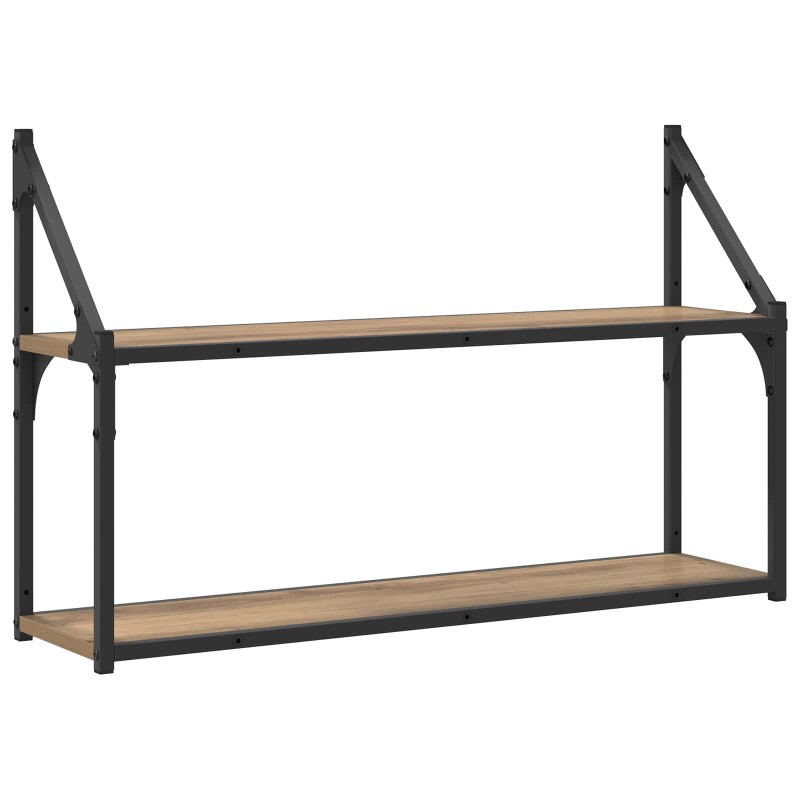vidaXL Ράφι Τοίχου Επιτοίχιο Artisan δρυς 80 x 21 x 51 cm μέταλλο PB