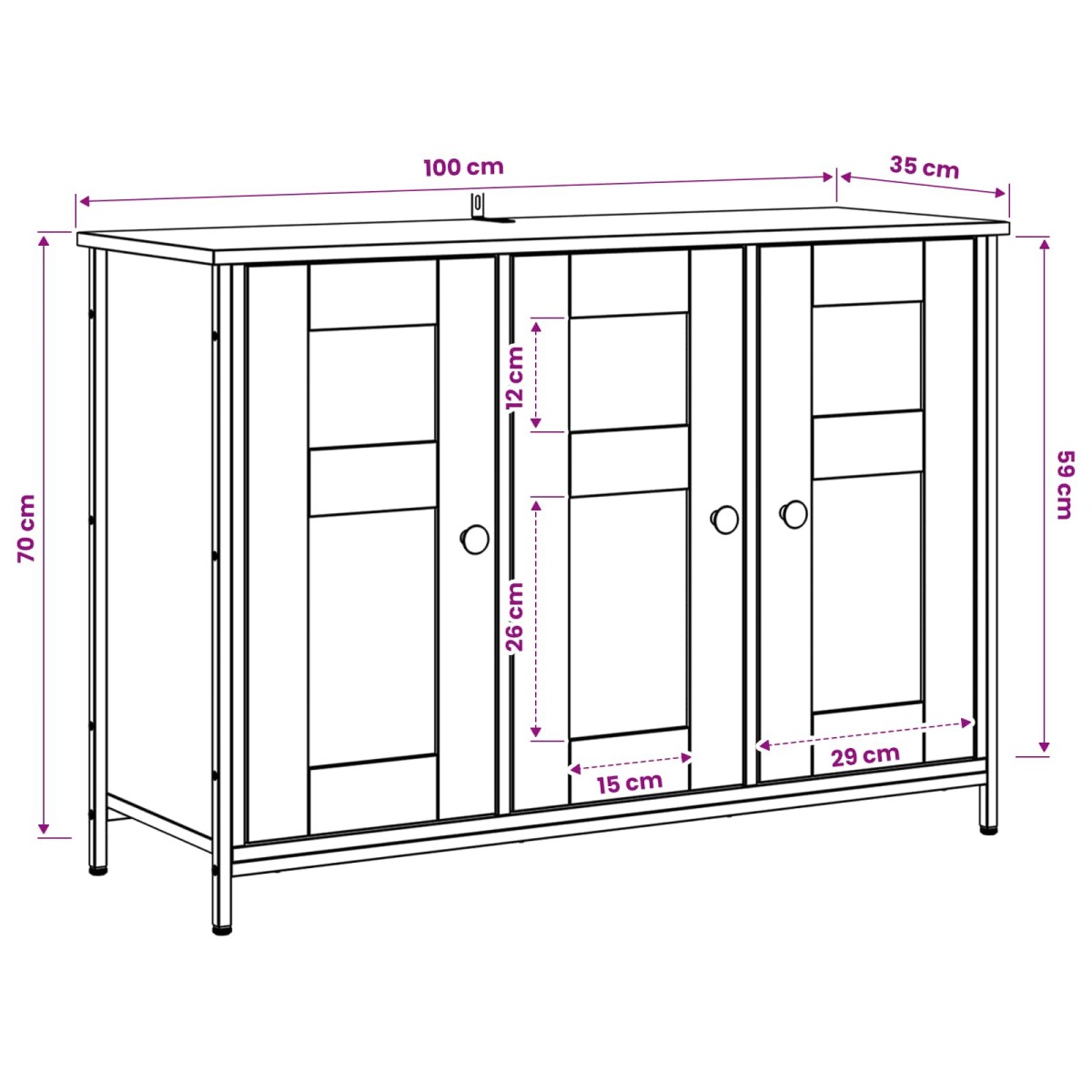 vidaXL Πλαϊνό γραφείο Παλαιωμένο ξύλο 100 x 35 x 70 εκ.