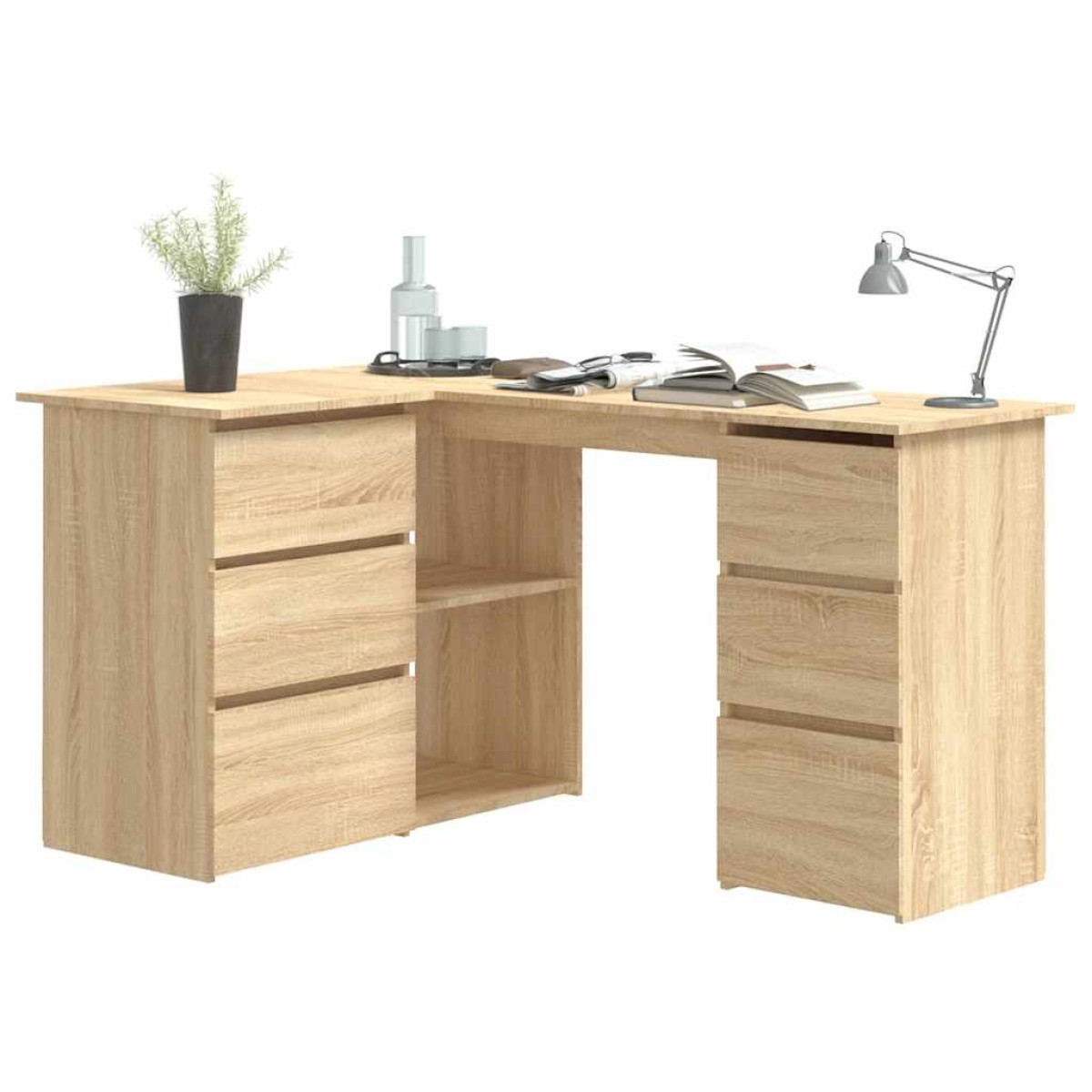vidaXL Γραφείο Γωνιακό Sonoma Δρυς 145 x 100 x 76 εκ. από Μοριοσανίδα