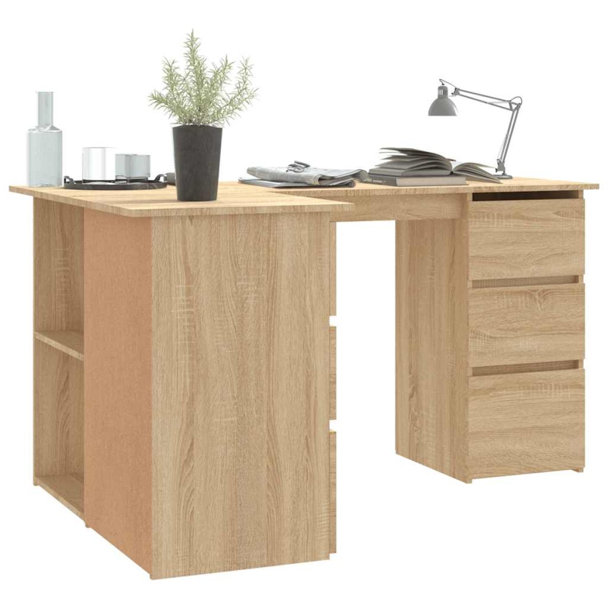 vidaXL Γραφείο Γωνιακό Sonoma Δρυς 145 x 100 x 76 εκ. από Μοριοσανίδα