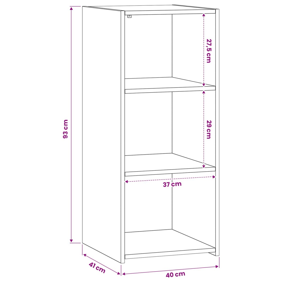 vidaXL Πλαϊνό γραφείο Μαύρη Δρυς 40 x 41 x 93 εκ Επεξεργασμένο Ξύλο