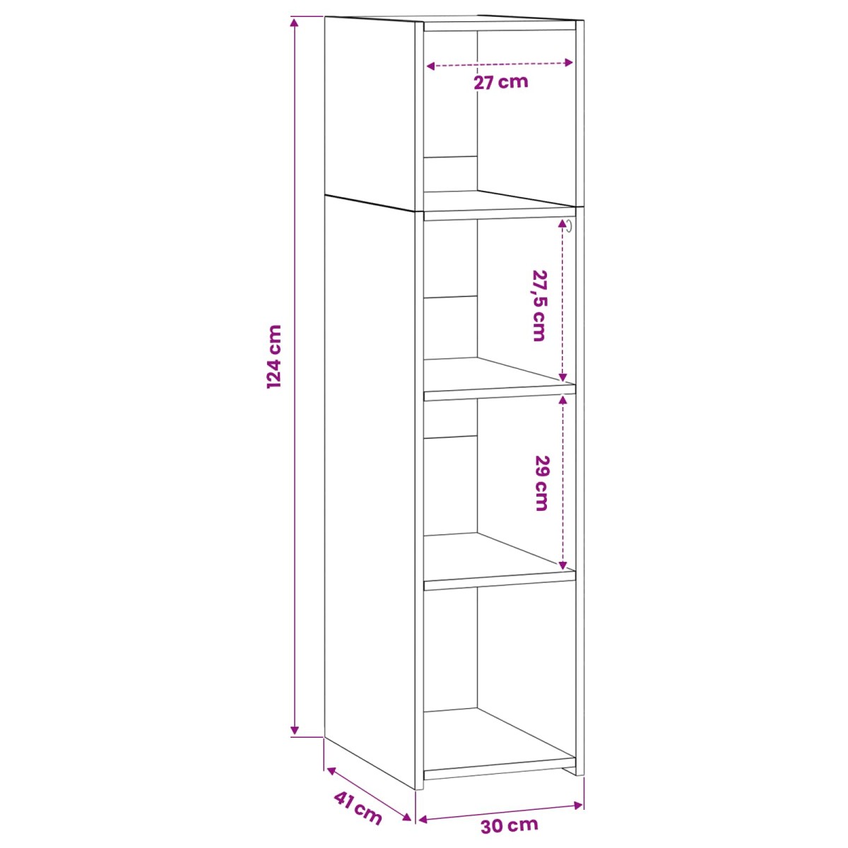 vidaXL Highboard Παλαιωμένο ξύλο 30 x 41 x 124 εκ. Επεξεργασμένο Ξύλο