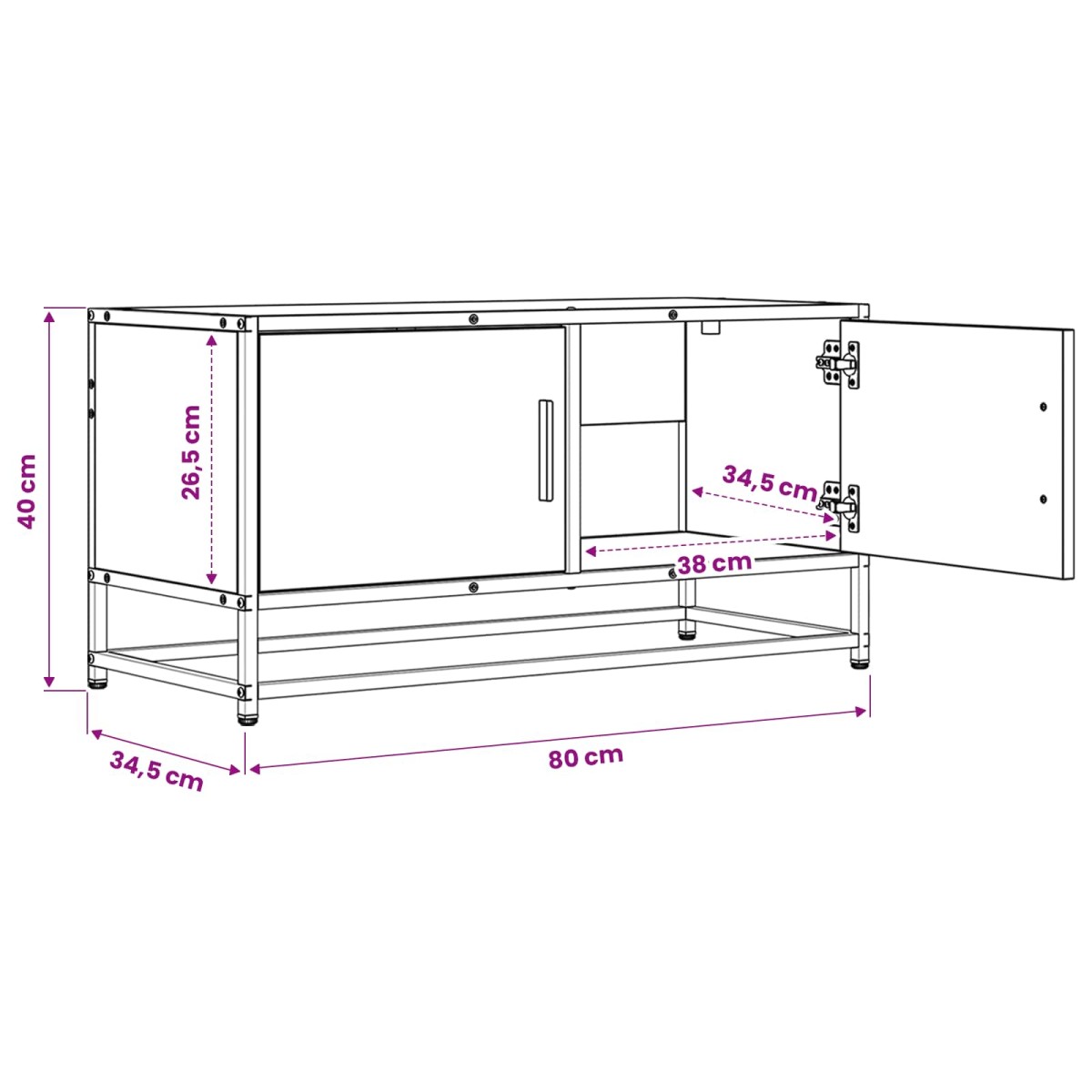 vidaXL Ντουλάπι TV 80 x 34,5 x 40 εκ Παλαιωμένο ξύλο