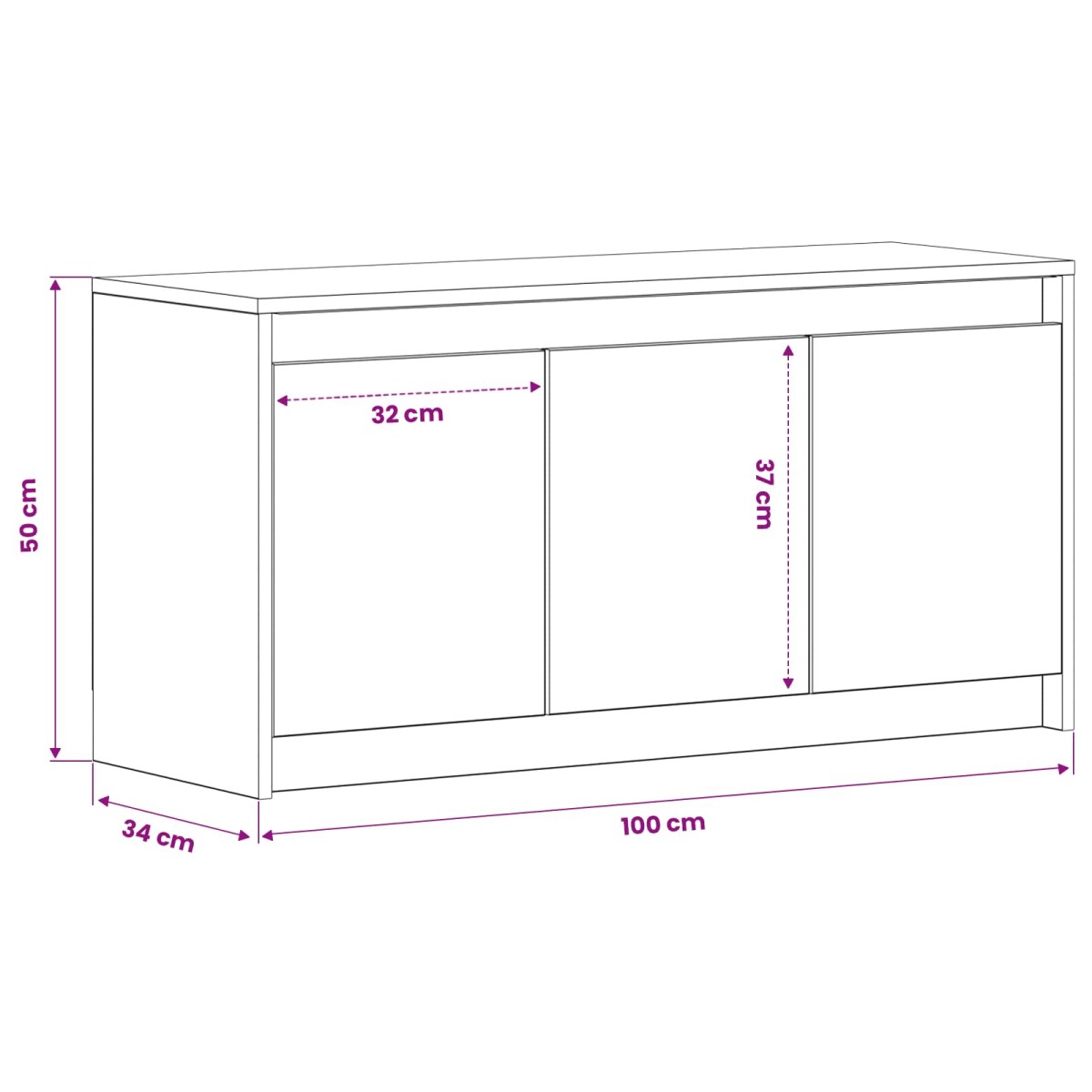 vidaXL Ντουλάπι TV 100 x 34 x 50 εκ Μαύρη Δρυς Επεξεργασμένο Ξύλο