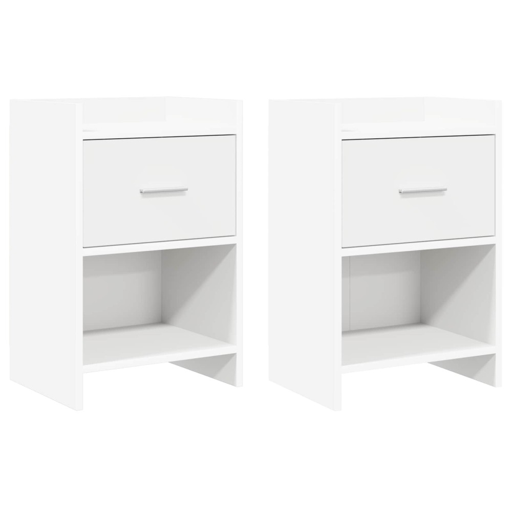vidaXL Κομοδίνα 2 τμχ. Λευκό 40 x 30 x 60 cm Επεξεργασμένο Ξύλο