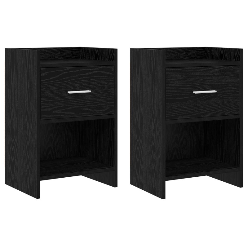 vidaXL Κομοδίνα 2 τμχ. Μαύρη Δρυς 40 x 30 x 60 cm Επεξεργασμένο Ξύλο