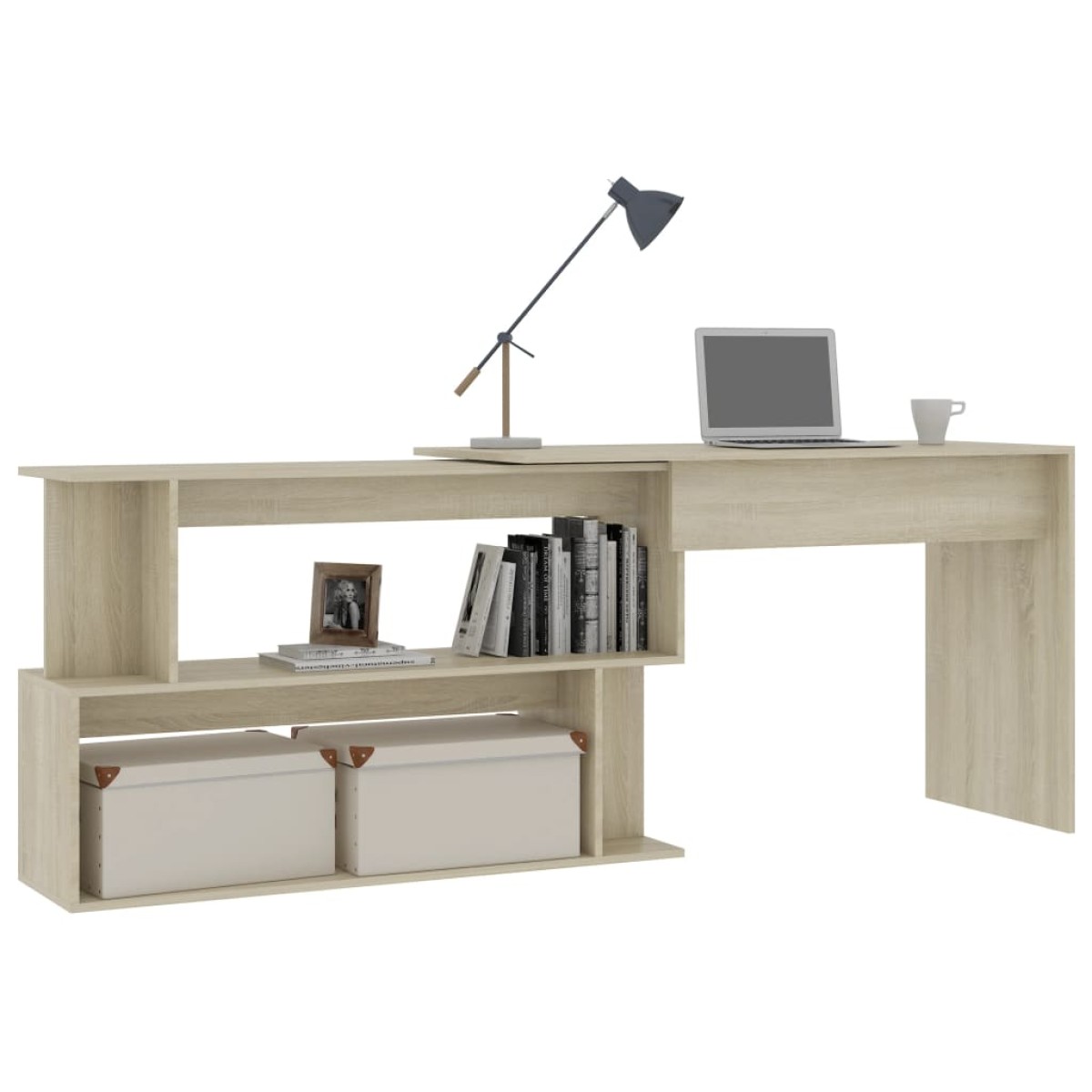 vidaXL Γραφείο Γωνιακό Sonoma Δρυς 200 x 50 x 76 εκ. από Μοριοσανίδα