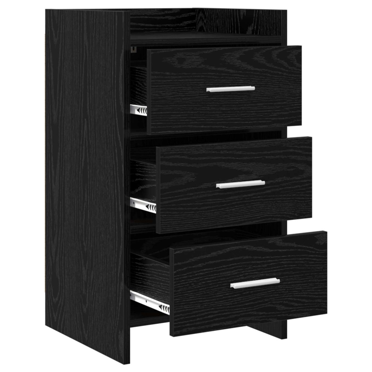 vidaXL Κομοδίνα Μαύρη Δρυς 40 x 36 x 70 εκ. Επεξεργασμένο Ξύλο