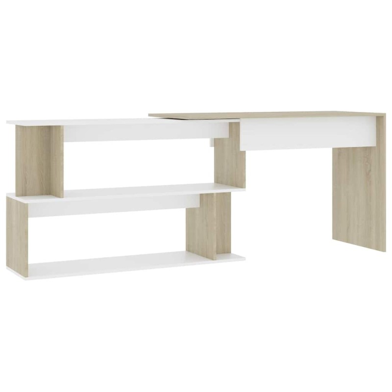 vidaXL Γραφείο Γωνιακό Λευκό/Sonoma Δρυς 200 x 50 x 76 εκ. Επεξ. Ξύλο