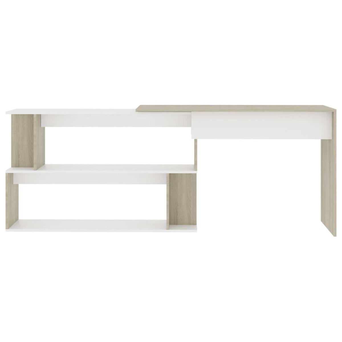vidaXL Γραφείο Γωνιακό Λευκό/Sonoma Δρυς 200 x 50 x 76 εκ. Μοριοσανίδα