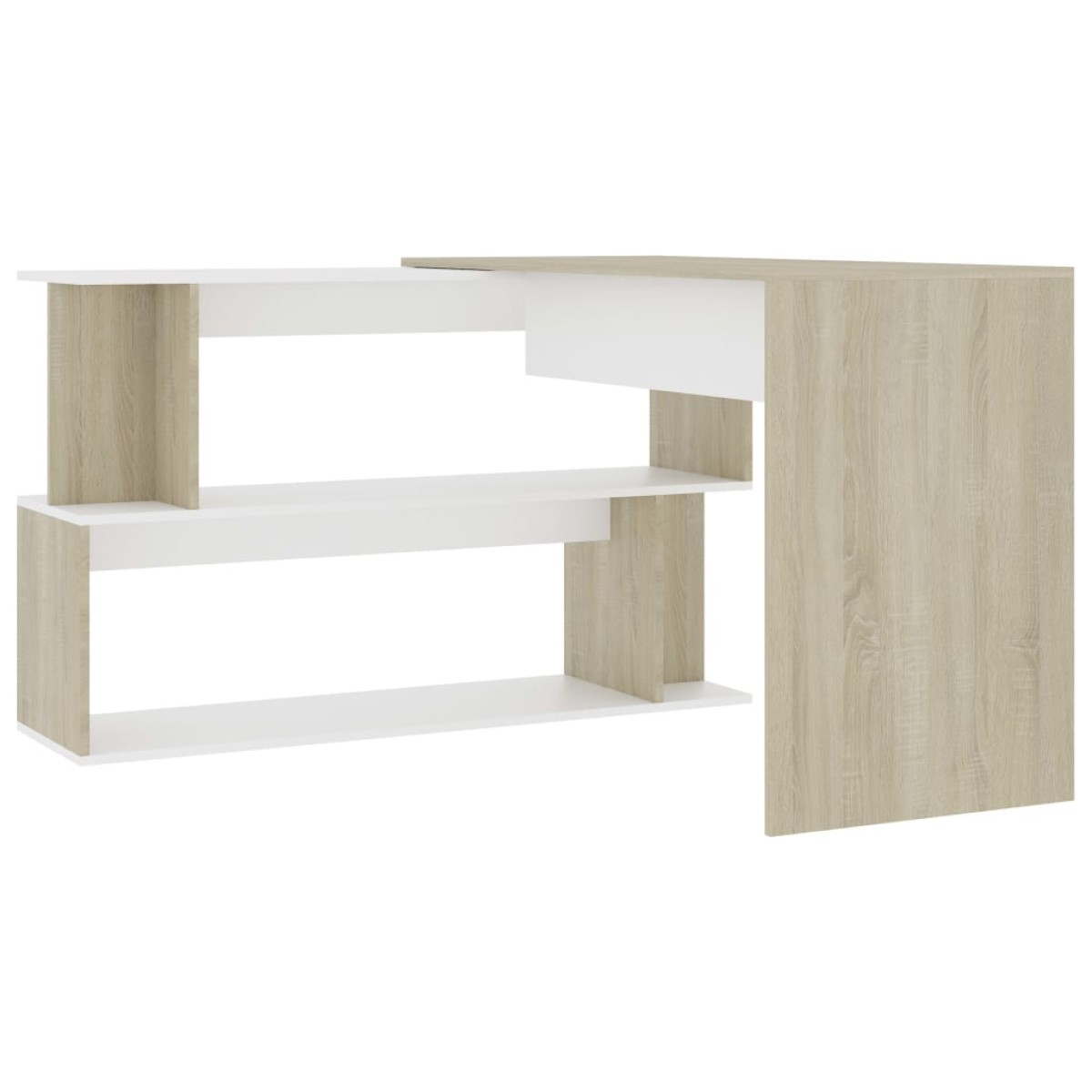 vidaXL Γραφείο Γωνιακό Λευκό/Sonoma Δρυς 200 x 50 x 76 εκ. Μοριοσανίδα