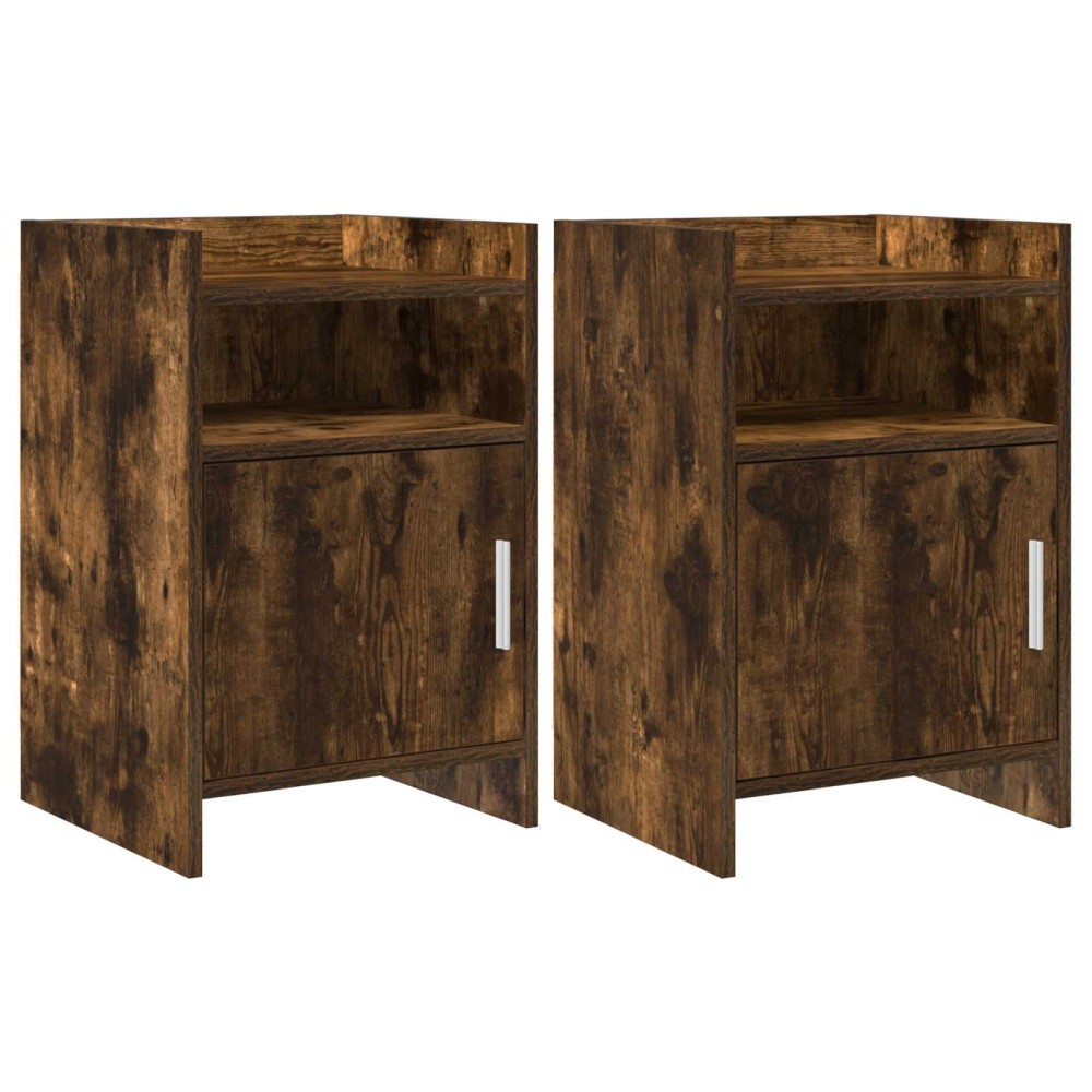 vidaXL Κομοδίνα 2 τμχ. Καπνισμένο Ξύλο Δρυός 40 x 36 x 60 εκ