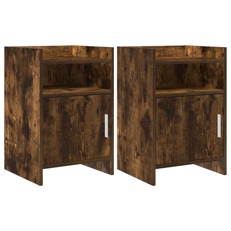 vidaXL Κομοδίνα 2 τμχ. Καπνισμένο Ξύλο Δρυός 40 x 36 x 60 εκ