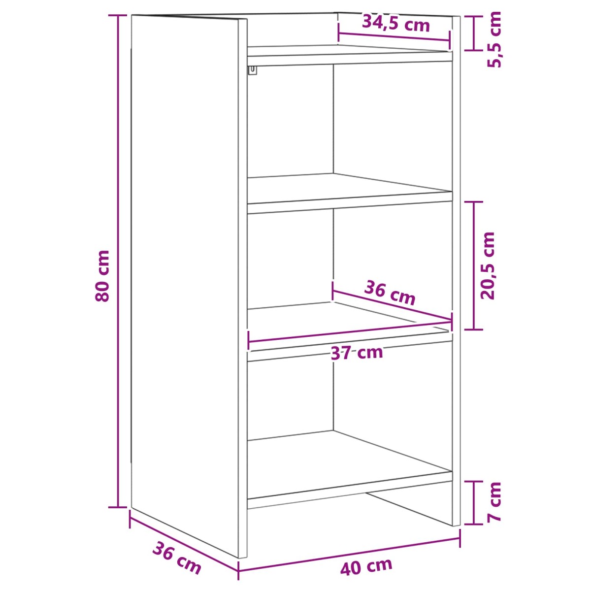 vidaXL Πλαϊνό γραφείο Λευκό 40 x 36 x 80 εκ Επεξεργασμένο Ξύλο