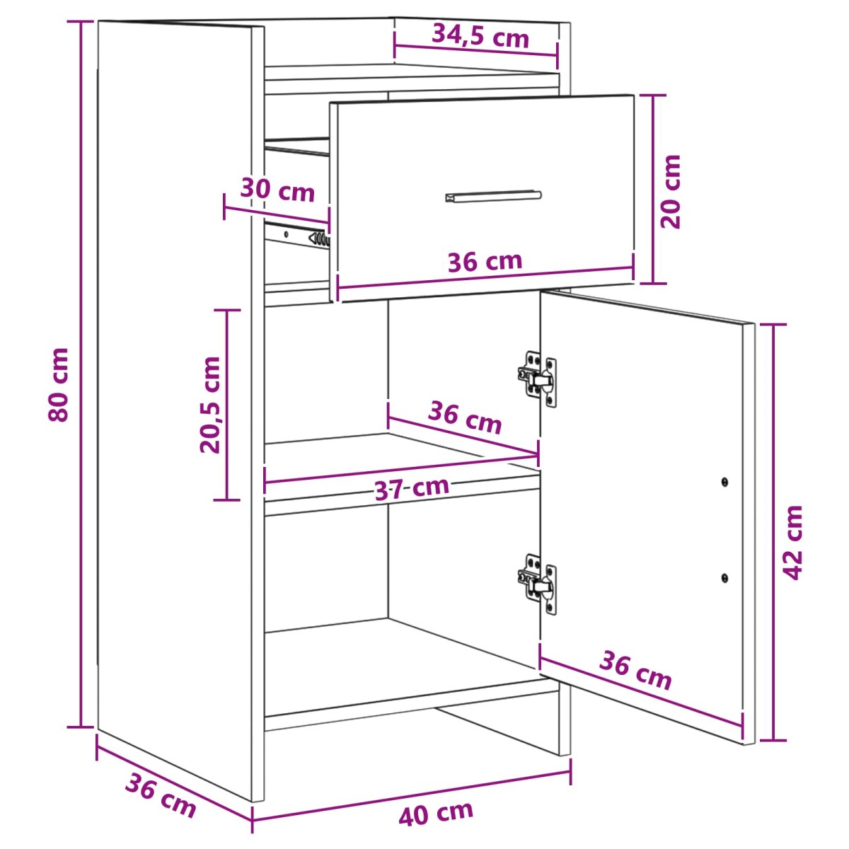 vidaXL Πλαϊνό γραφείο Παλαιωμένο ξύλο 40 x 36 x 80 εκ