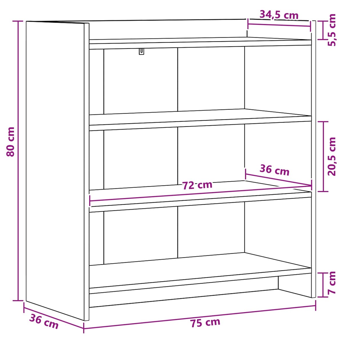 vidaXL Πλαϊνό γραφείο Καπνισμένο Ξύλο Δρυός 75 x 36 x 80 εκ