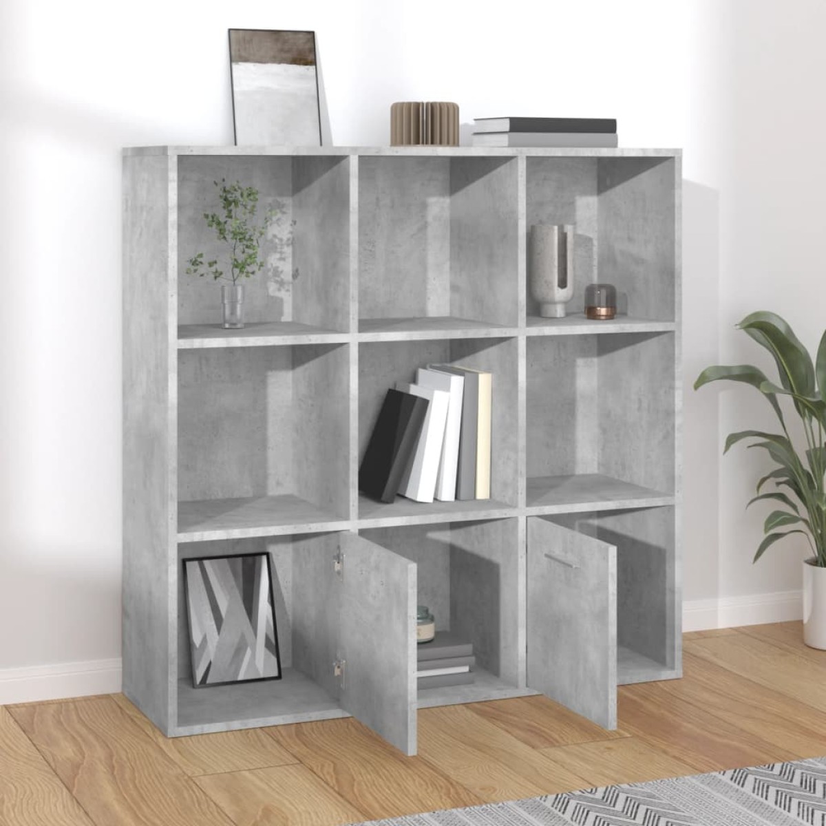 vidaXL Βιβλιοθήκη Γκρι του Σκυροδέματος 98x30x98 εκ. από Μοριοσανίδα