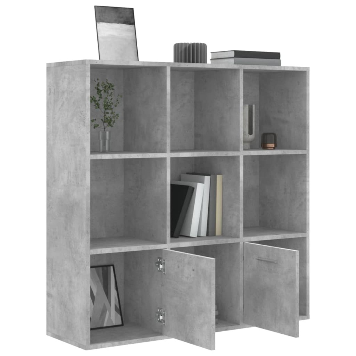 vidaXL Βιβλιοθήκη Γκρι του Σκυροδέματος 98x30x98 εκ. από Μοριοσανίδα