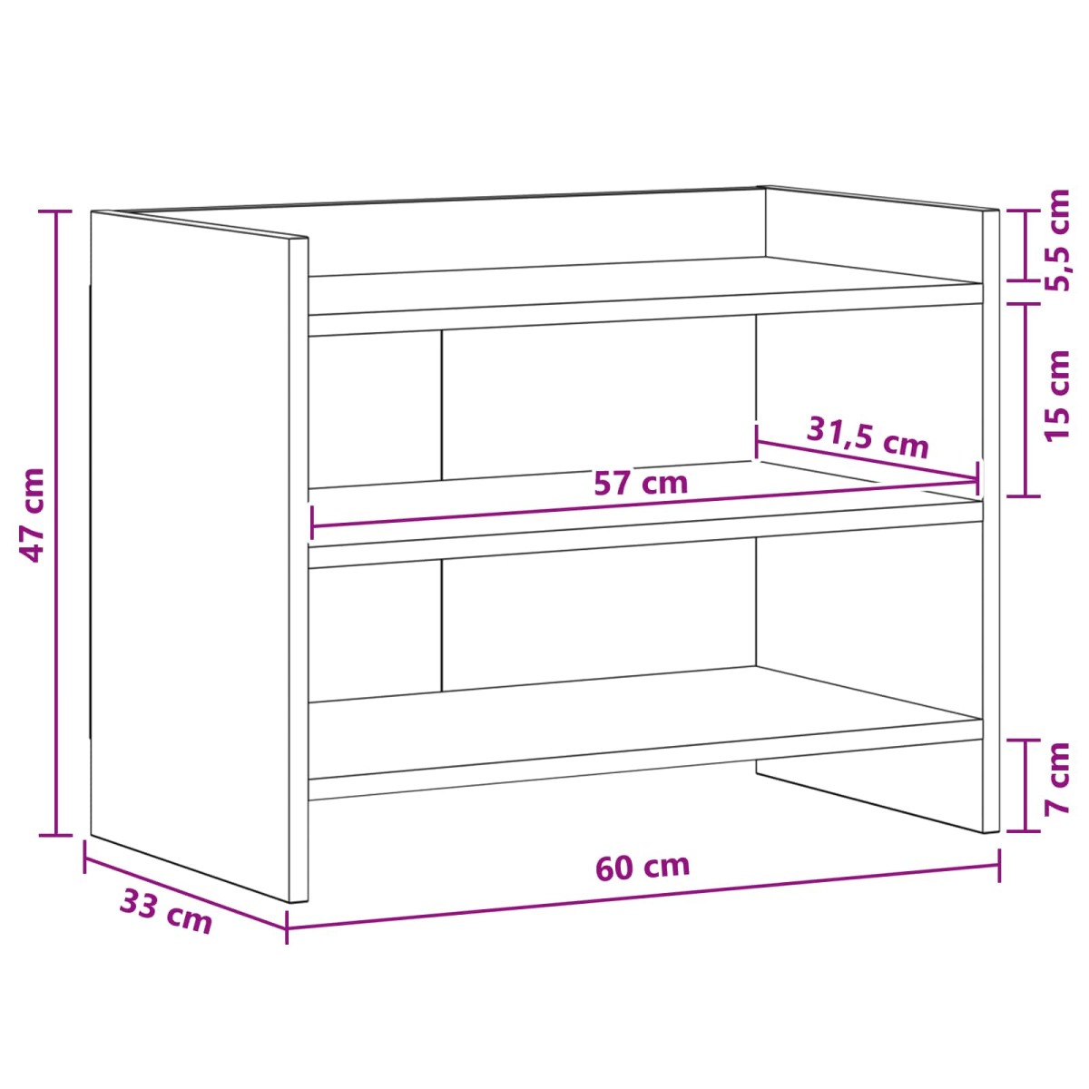 vidaXL Ντουλάπι TV 60 x 33 x 47 εκ. Γκρι Σκυροδέματος