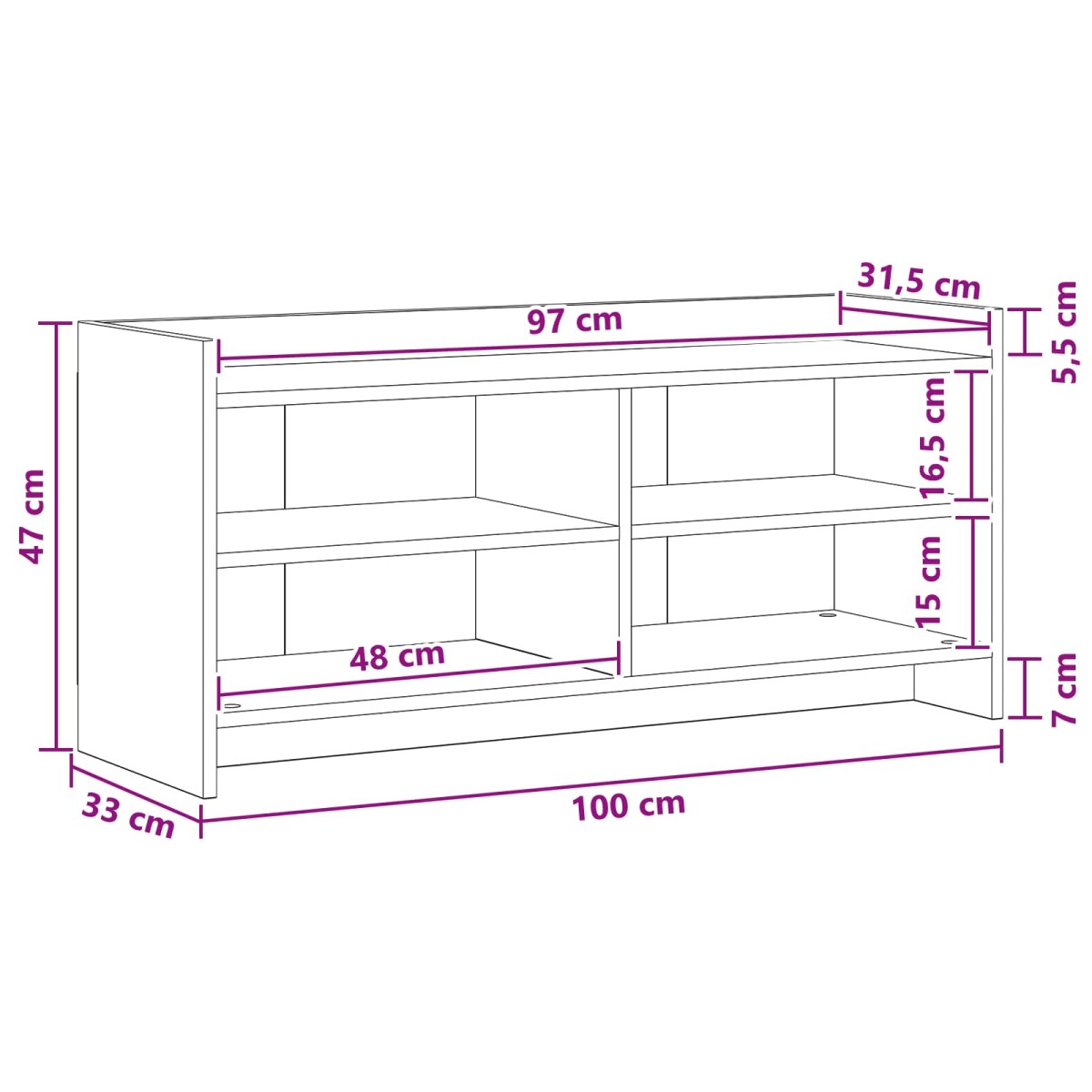 vidaXL Ντουλάπι TV 100 x 33 x 47 εκ Μαύρη Δρυς Επεξεργασμένο Ξύλο