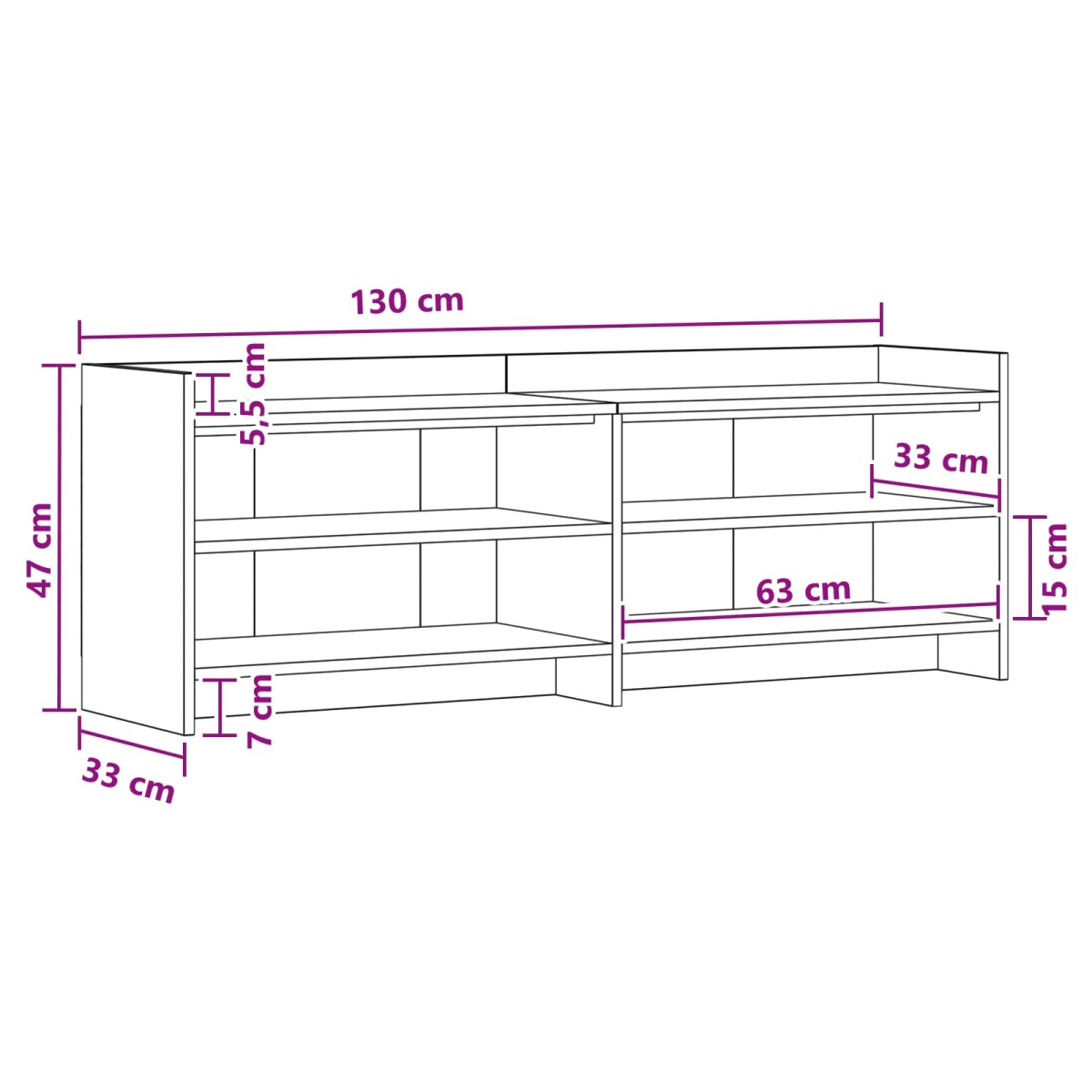 vidaXL Ντουλάπι TV 135 x 33 x 47 εκ. Artisan Δρυς Επεξεργασμένο Ξύλο
