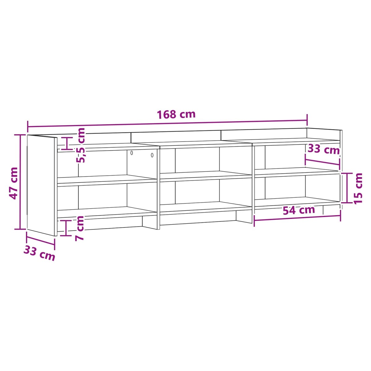 vidaXL Ντουλάπι TV 168 x 33 x 47 εκ. Παλαιωμένο ξύλο