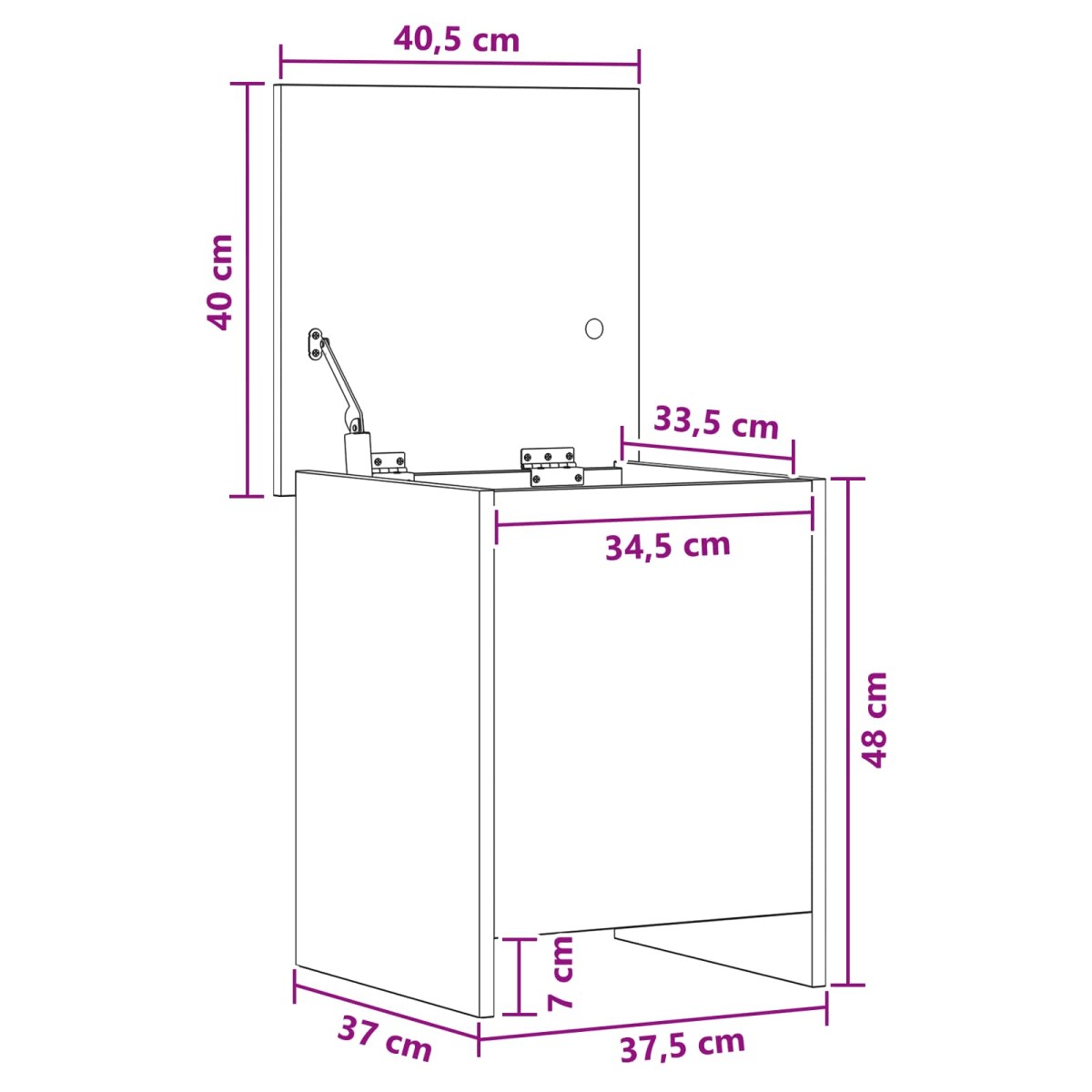 vidaXL Θήκη Αποθήκευσης Καπνισμένο Ξύλο Δρυός 40 x 40 x 50 cm