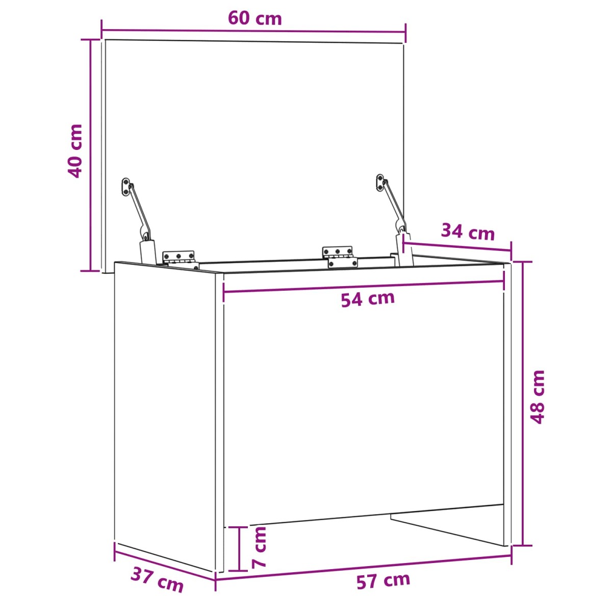 vidaXL Θήκη Αποθήκευσης Μαύρη Δρυς 60 x 40 x 50 cm Επεξεργασμένο Ξύλο