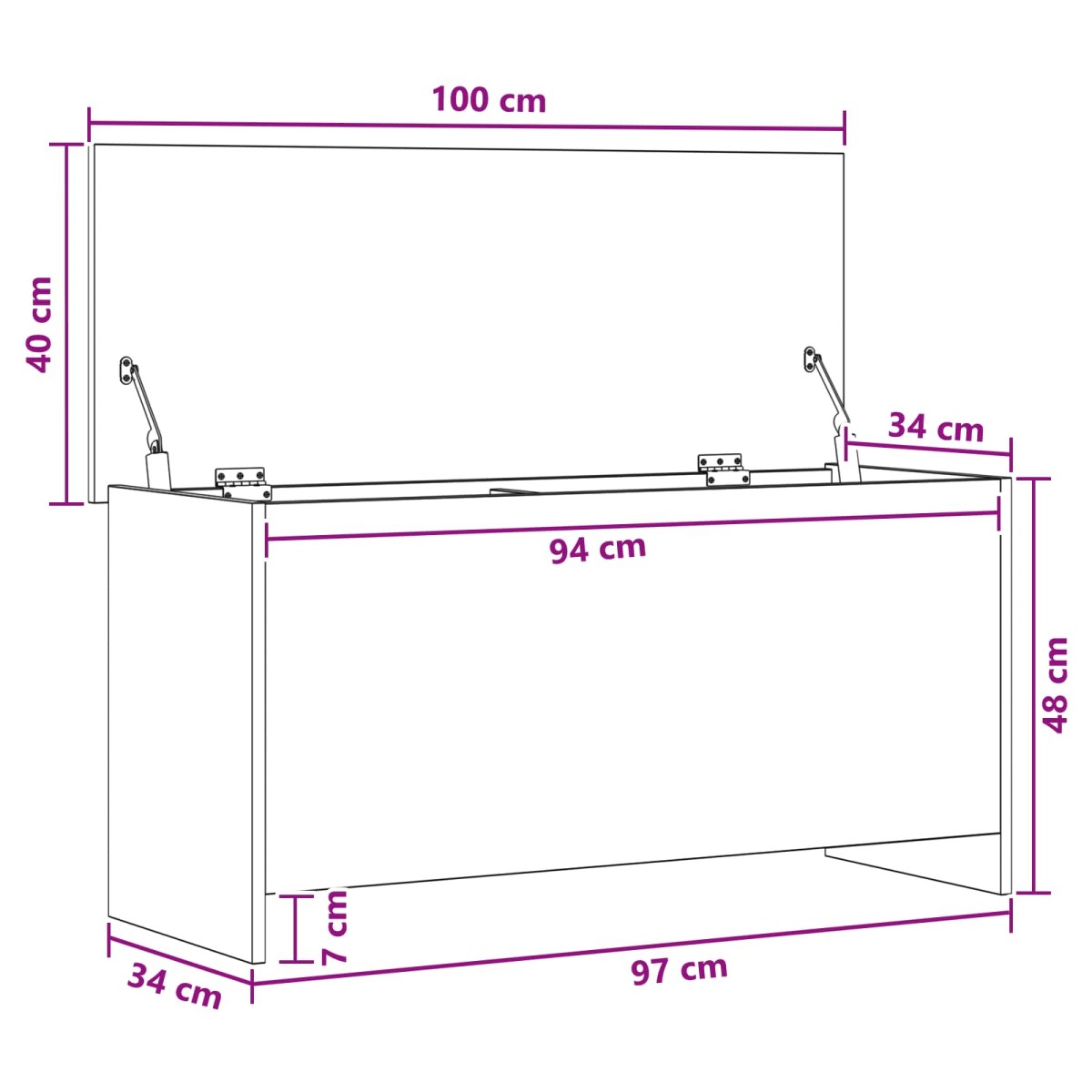 vidaXL Θήκη Αποθήκευσης Γκρι Σκυροδέματος 100 x 40 x 50 cm
