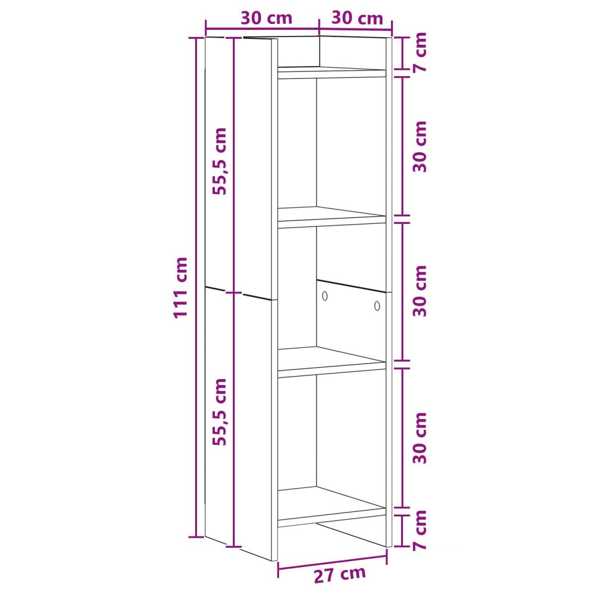 vidaXL Βιβλιοθήκη Γκρι Μπετόν 30 x 30 x 111 εκ Επεξεργασμένο Ξύλο