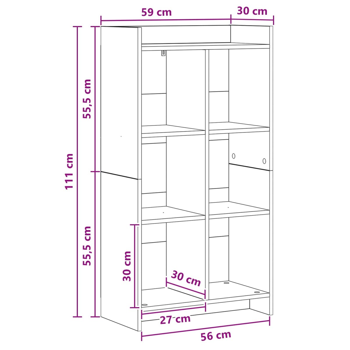 vidaXL Βιβλιοθήκη Λευκό 59 x 30 x 111 εκ Επεξεργασμένο Ξύλο