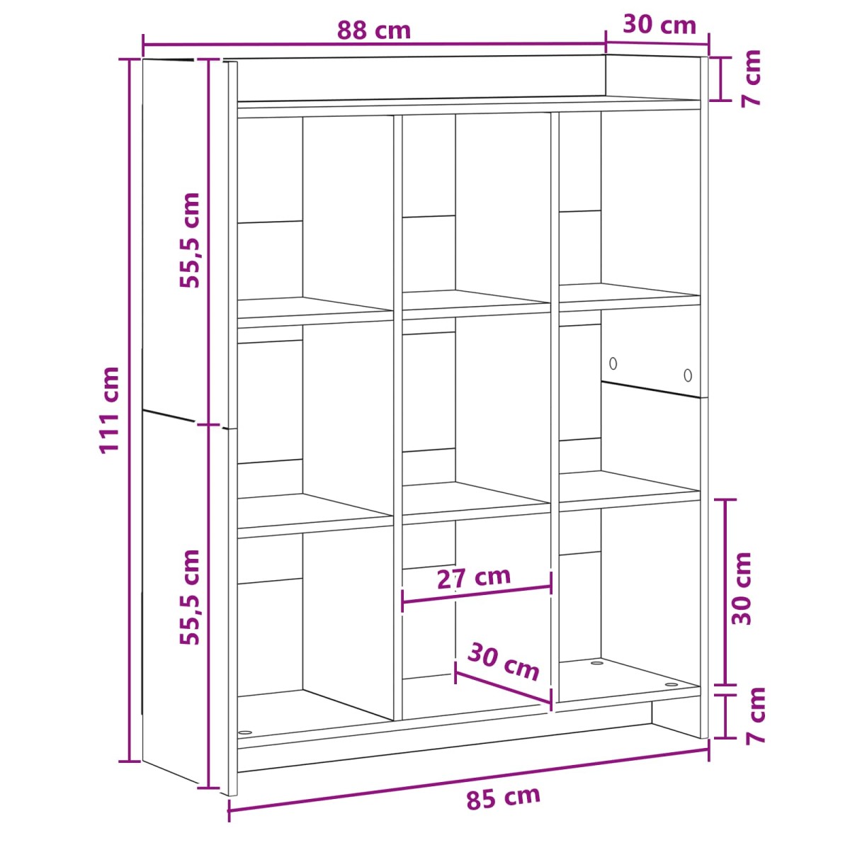vidaXL Βιβλιοθήκη Μαύρη Δρυς 87,5 x 30 x 111 εκ Επεξεργασμένο Ξύλο