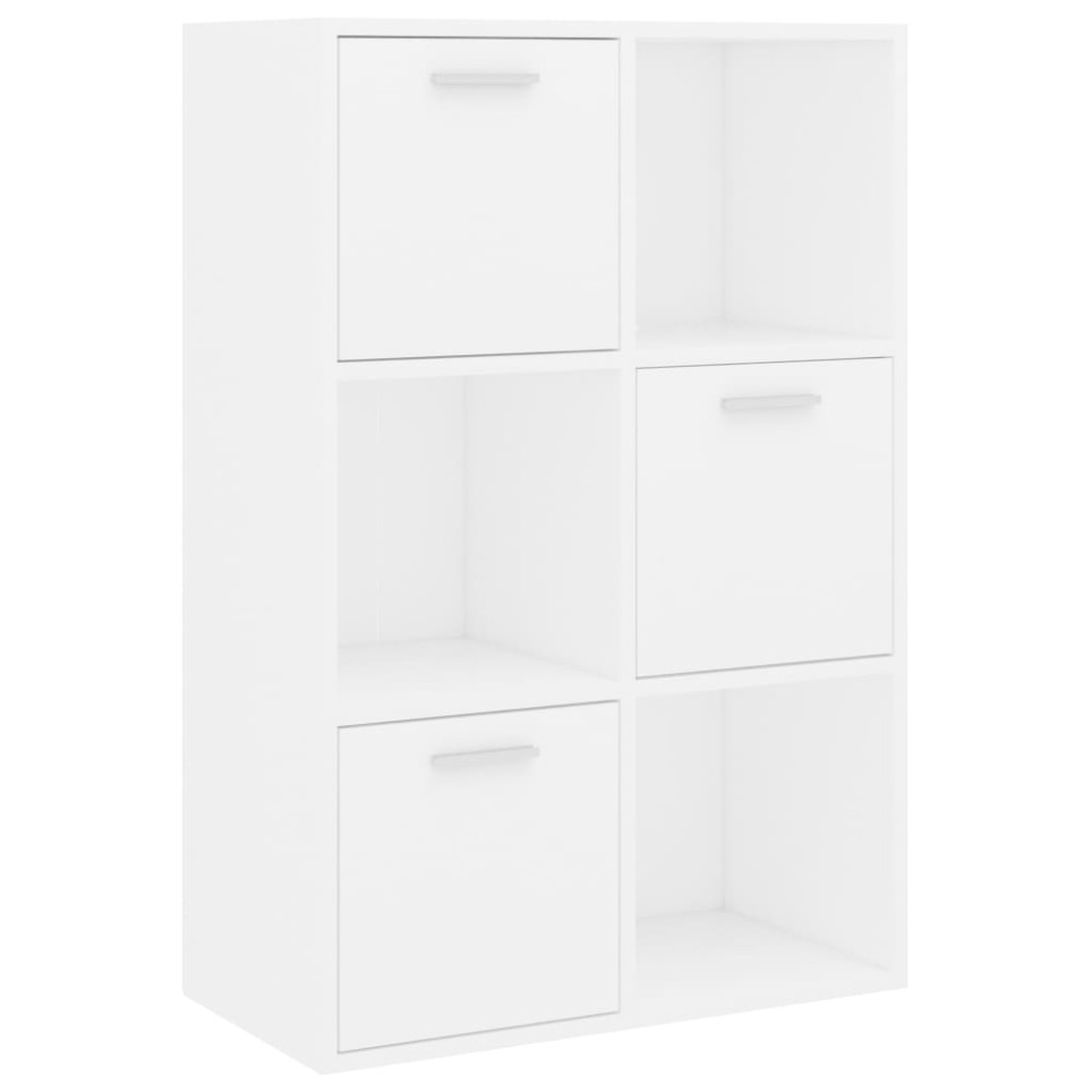 vidaXL Ραφιέρα με Ντουλάπια Λευκή 60 x 29,5 x 90 εκ. από Επεξ. Ξύλο