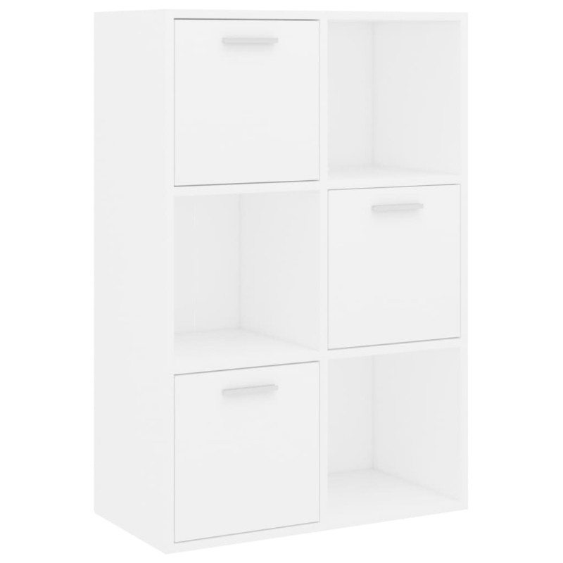 vidaXL Ραφιέρα με Ντουλάπια Λευκή 60 x 29,5 x 90 εκ. από Επεξ. Ξύλο