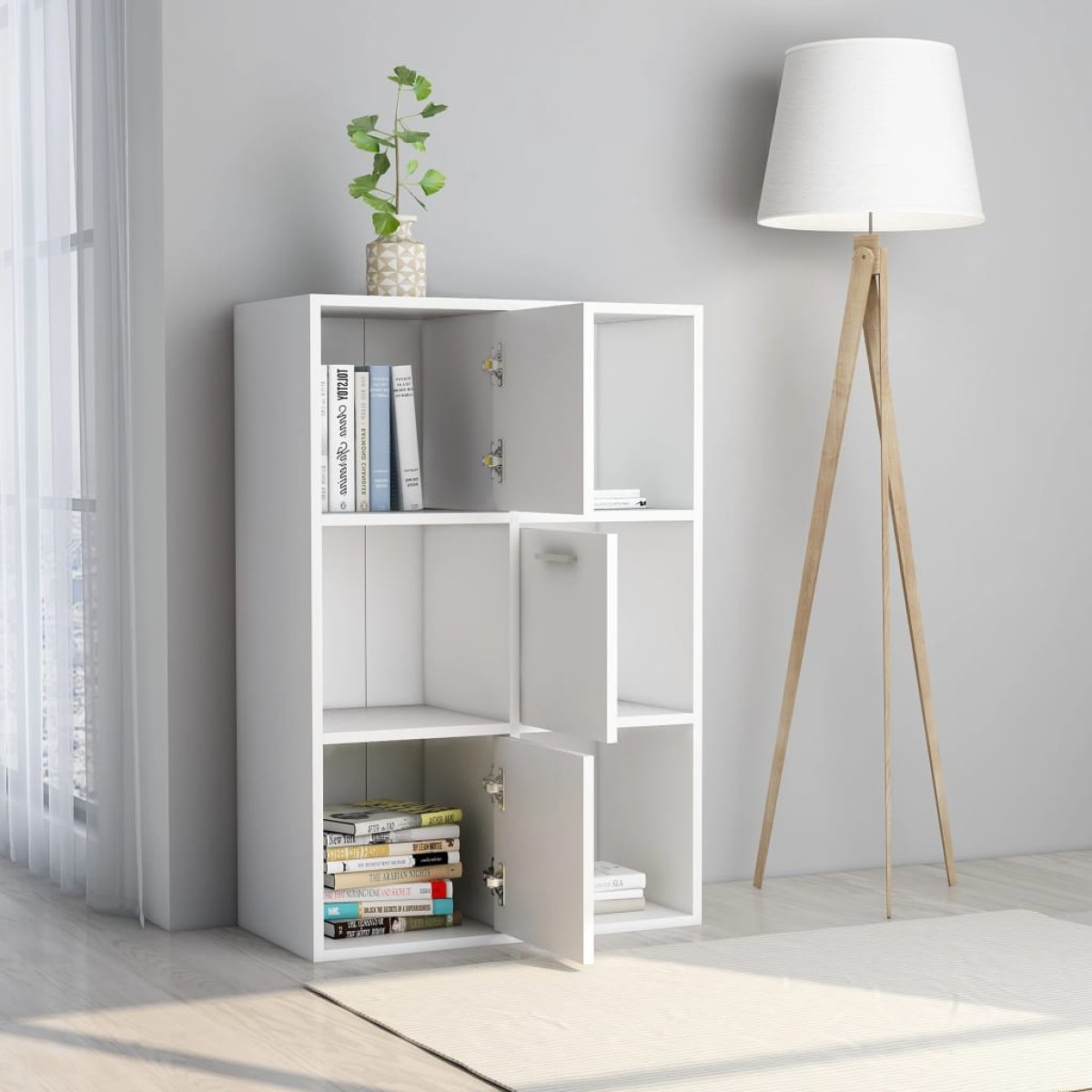 vidaXL Ραφιέρα με Ντουλάπια Λευκή 60 x 29,5 x 90 εκ. από Μοριοσανίδα