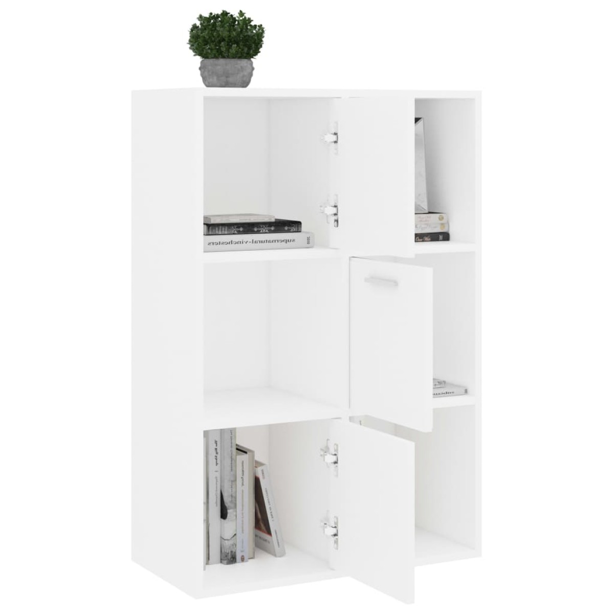 vidaXL Ραφιέρα με Ντουλάπια Λευκή 60 x 29,5 x 90 εκ. από Μοριοσανίδα