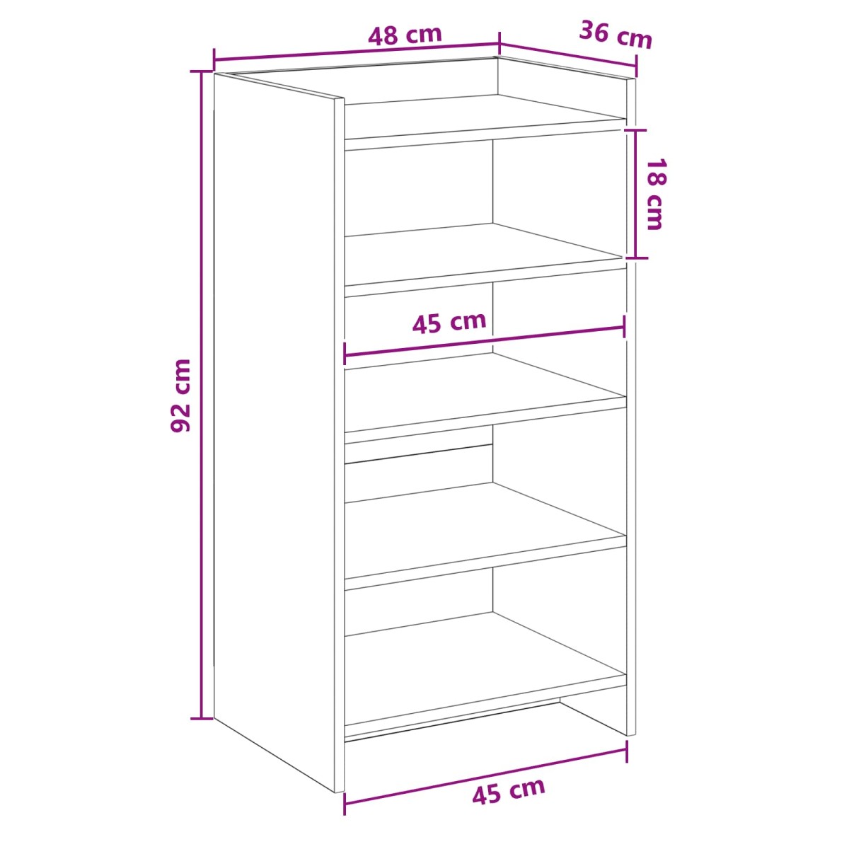 vidaXL Ντουλάπα Παπουτσιών με αποθήκευση Γκρι Sonoma 48 x 36 x 92 εκ
