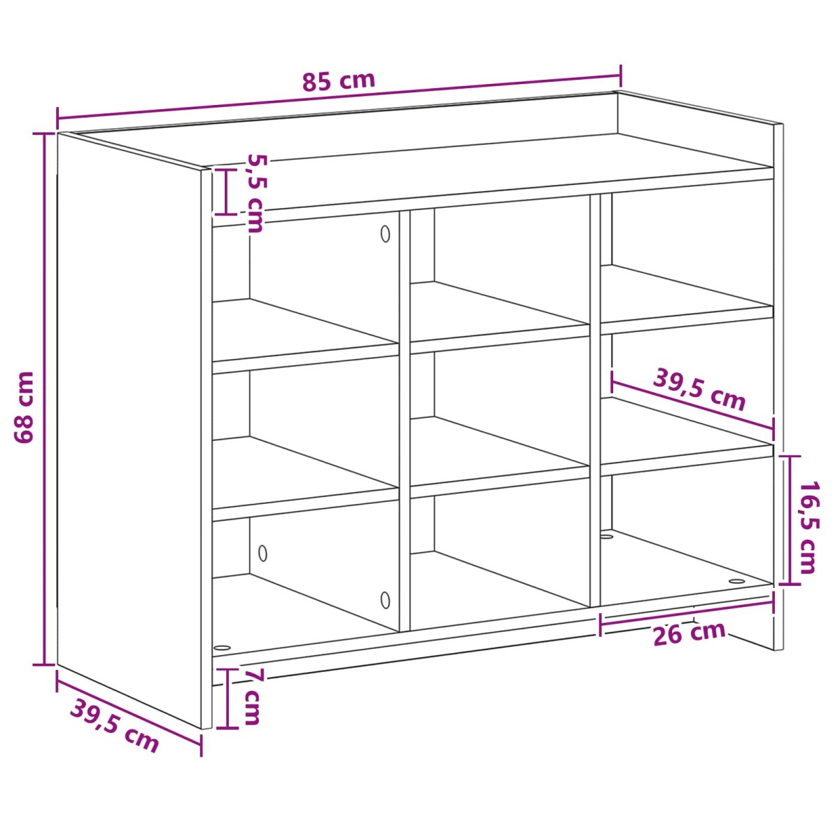 vidaXL Ντουλάπα Παπουτσιών Γκρι Σκυροδέματος 85 x 39,5 x 70 εκ.