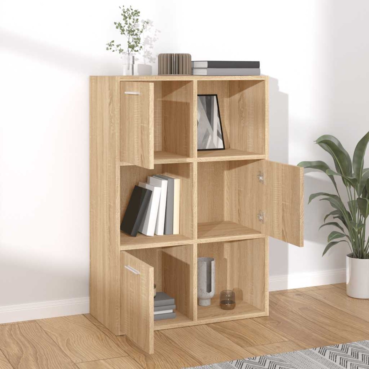 vidaXL Ραφιέρα με Ντουλάπια Sonoma Δρυς 60 x 29,5 x 90 εκ. Μοριοσανίδα