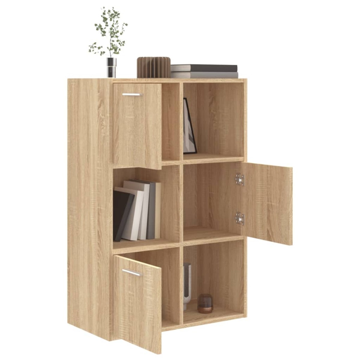 vidaXL Ραφιέρα με Ντουλάπια Sonoma Δρυς 60 x 29,5 x 90 εκ. Μοριοσανίδα