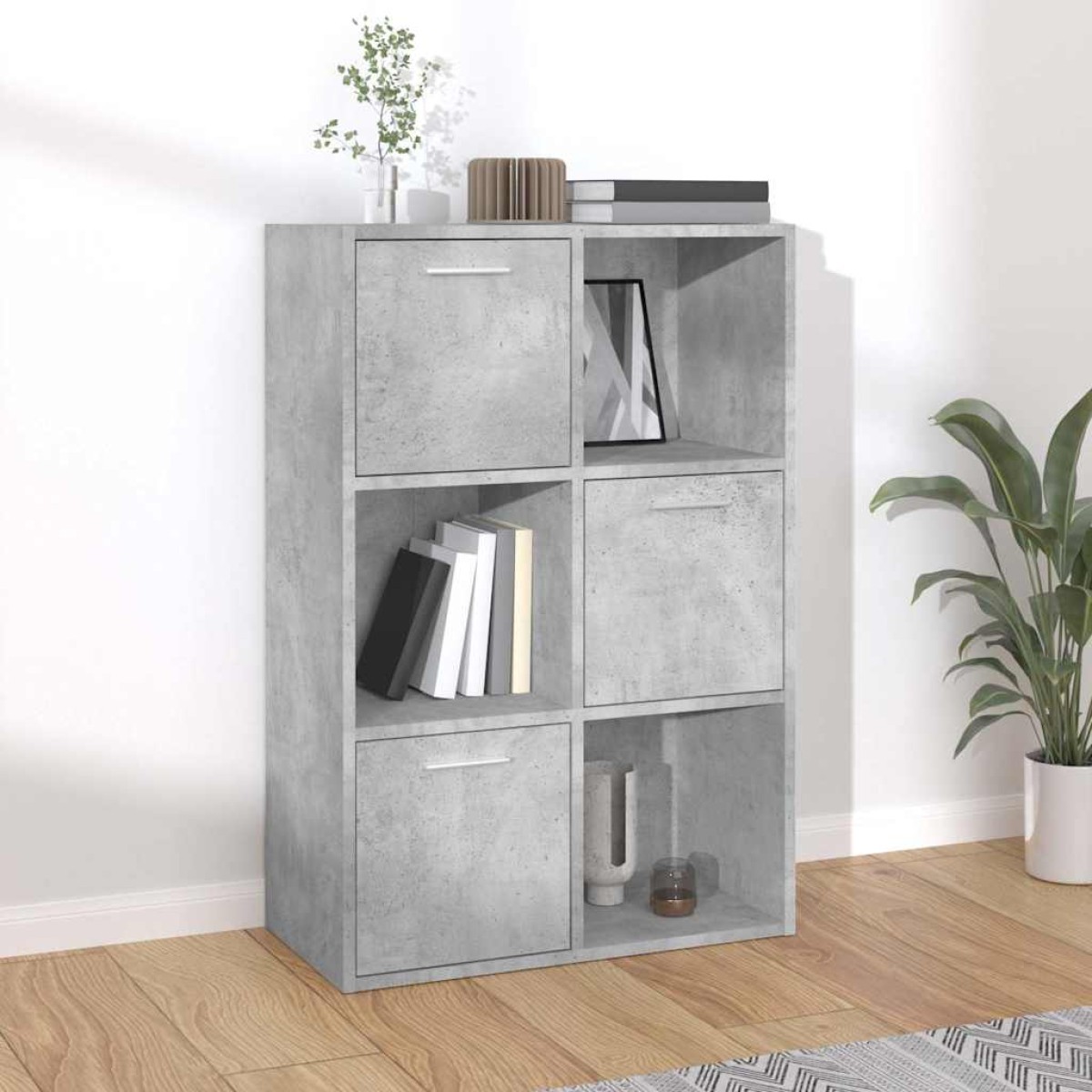 vidaXL Ραφιέρα με Ντουλάπια Γκρι Σκυροδέμ. 60x29,5x90 εκ. Μοριοσανίδα