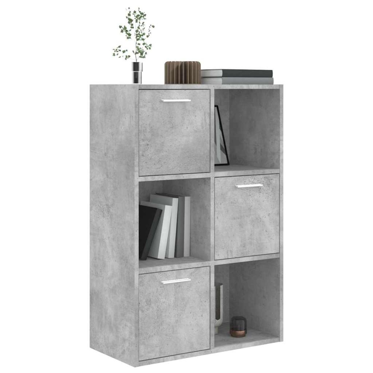 vidaXL Ραφιέρα με Ντουλάπια Γκρι Σκυροδέμ. 60x29,5x90 εκ. Μοριοσανίδα