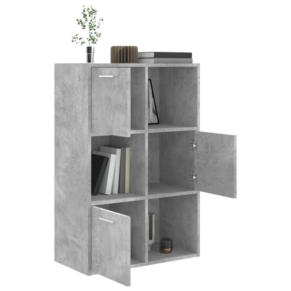 vidaXL Ραφιέρα με Ντουλάπια Γκρι Σκυροδέμ. 60x29,5x90 εκ. Μοριοσανίδα