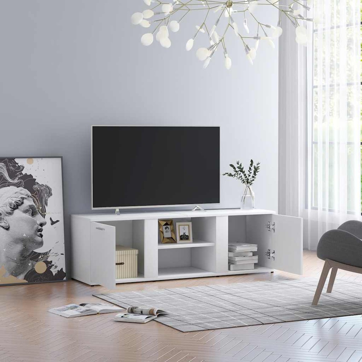 vidaXL Έπιπλο Τηλεόρασης Λευκό 120 x 34 x 37 εκ. από Μοριοσανίδα