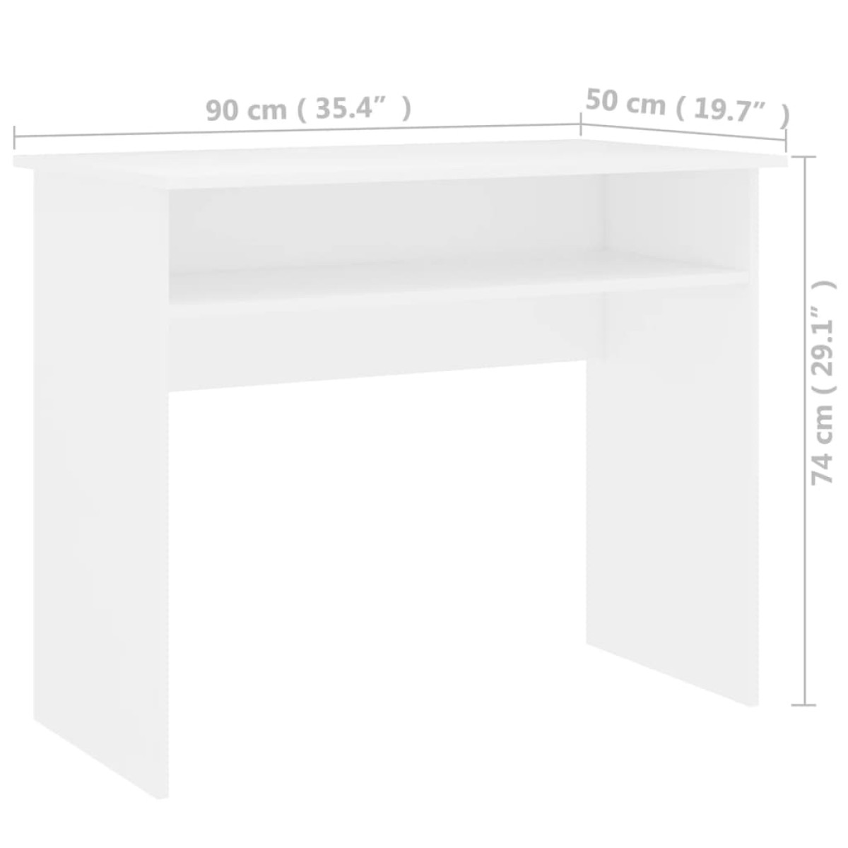 vidaXL Γραφείο Λευκό 90 x 50 x 74 εκ. από Μοριοσανίδα